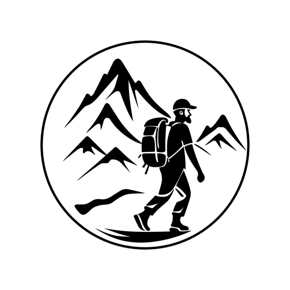 Hiking outdoor adventure logo, Vector template