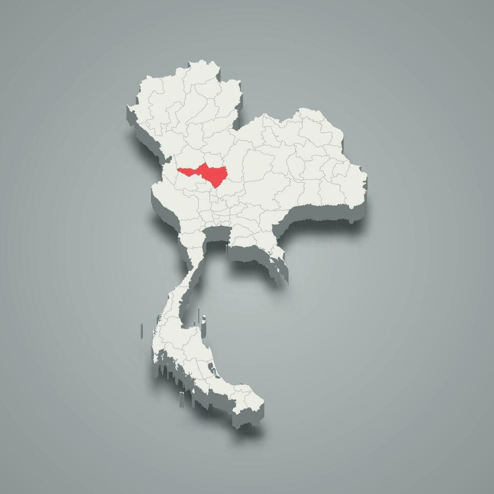 Nakhon Sawan province location Thailand 3d map vector