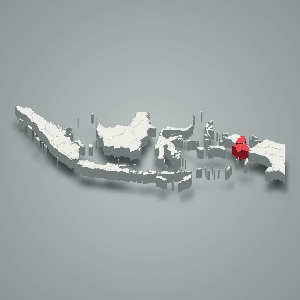 Oeste Papuasia provincia ubicación Indonesia 3d mapa vector