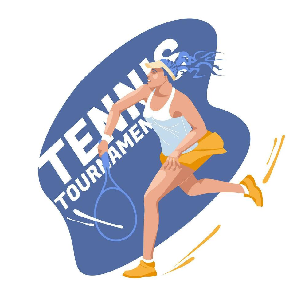 tennis player jumping to make a pass. Isolated white background. Vector flat illustration