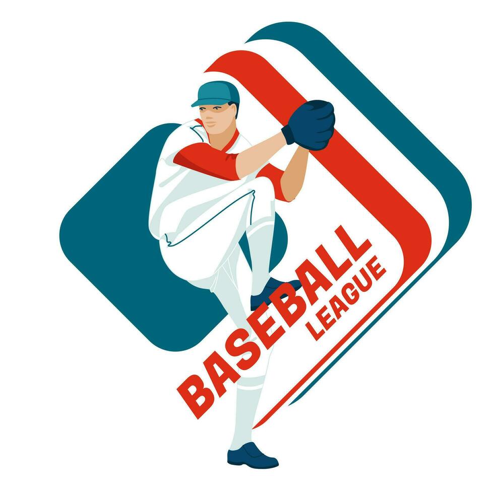 un jugador de un béisbol equipo tono un pelota. el naturaleza de el Deportes juego. aislado en blanco antecedentes. vector plano ilustración