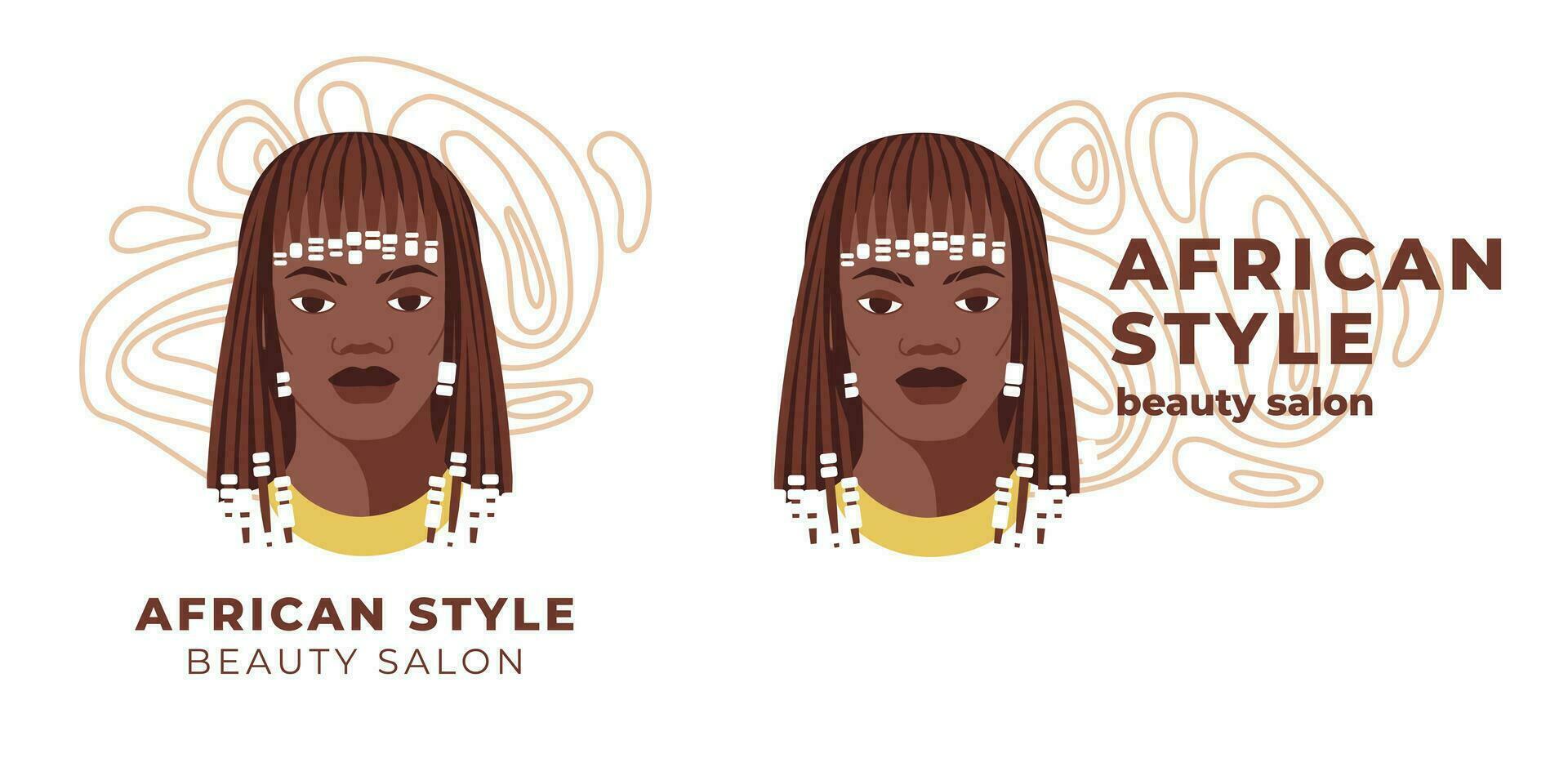 Beauty salon logo and identity. Flat vector illustration of black women face. Great for avatars, beauty salons, traditional curly hairstyles of African American women.
