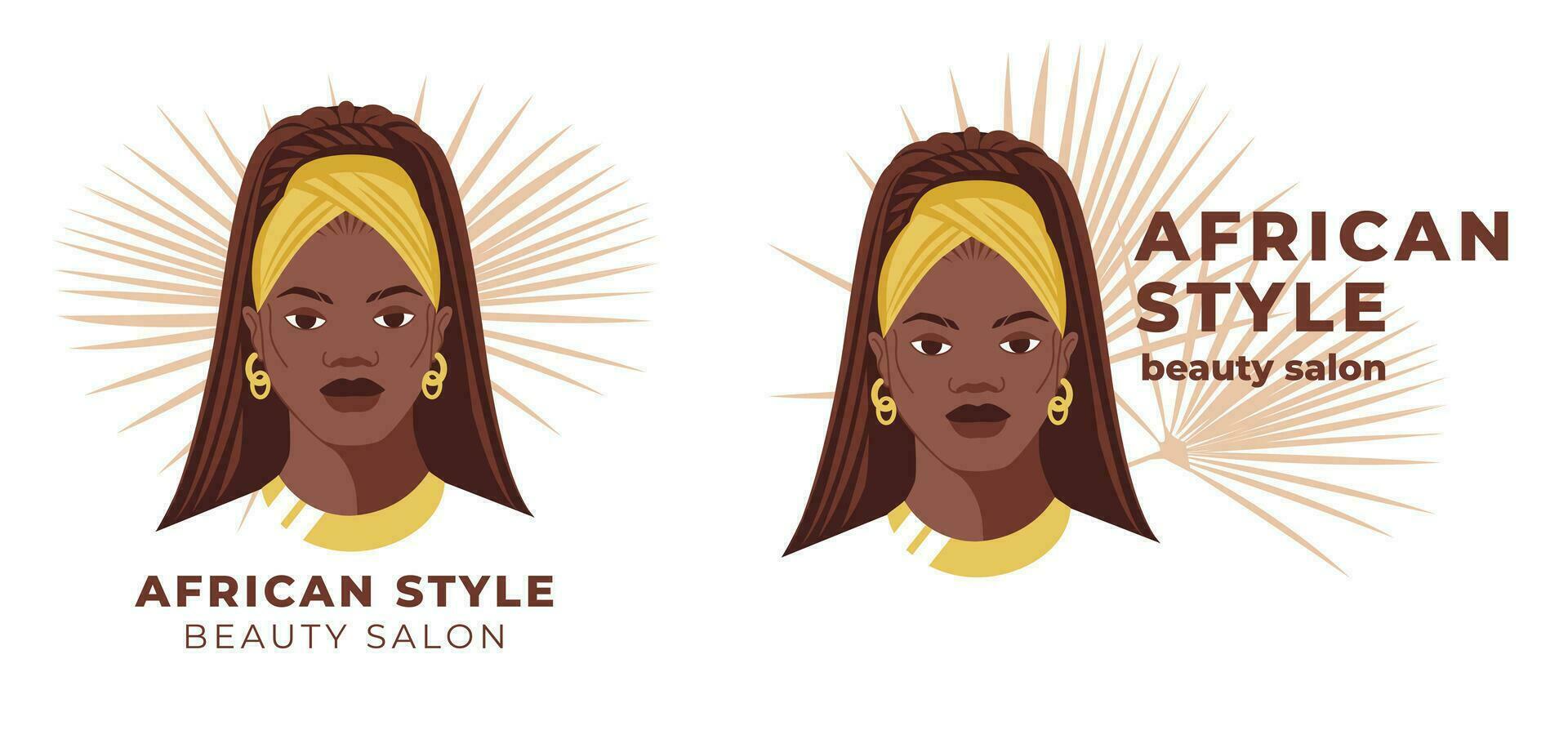 belleza salón logo y identidad. plano vector ilustración de negro mujer rostro. genial para avatares, belleza salones, tradicional Rizado peinados de africano americano mujer.