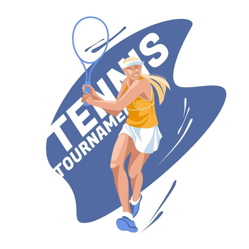tennis player jumping to make a pass. Isolated white background. Vector flat illustration