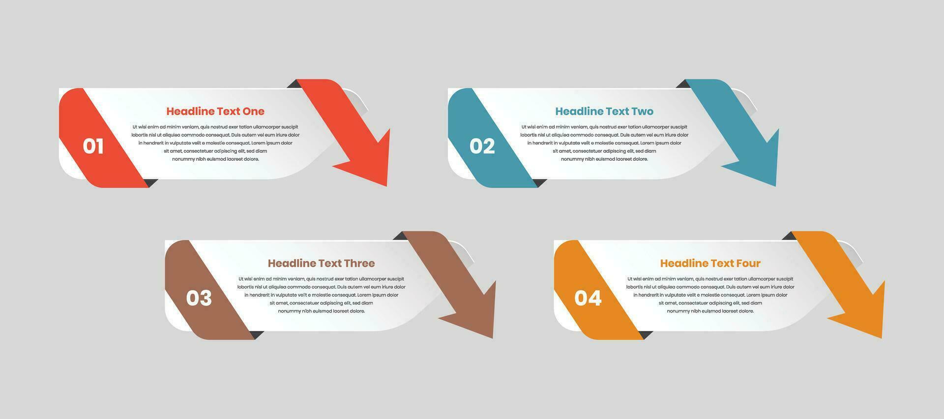 Simple four step text presentation infographic element design vector