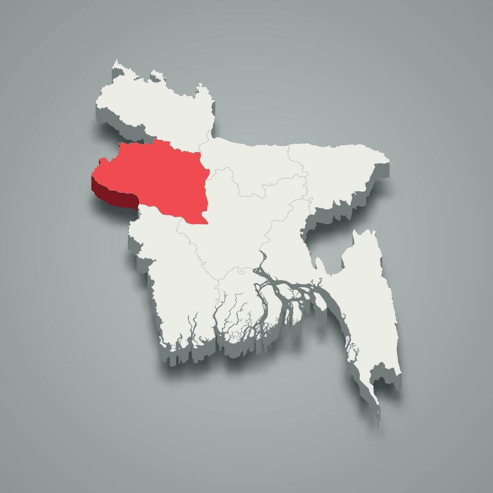 Rajshahi estado ubicación dentro Bangladesh 3d mapa vector