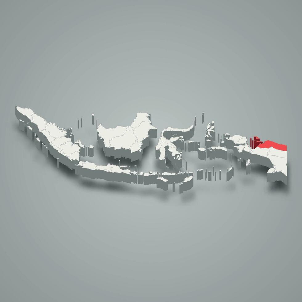 Papuasia provincia ubicación Indonesia 3d mapa vector