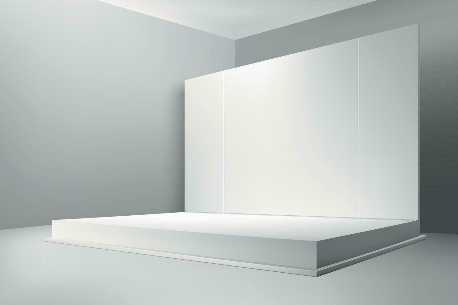 3d realistic empty stage with screen on show room background vector
