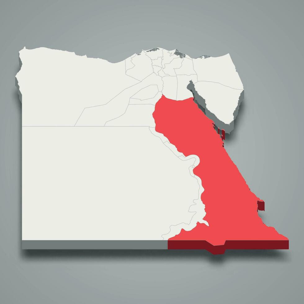 rojo mar región ubicación dentro Egipto 3d mapa vector