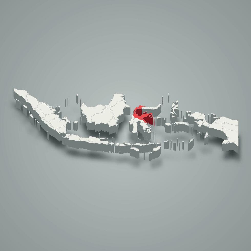 Central Sulawesi province location Indonesia 3d map vector