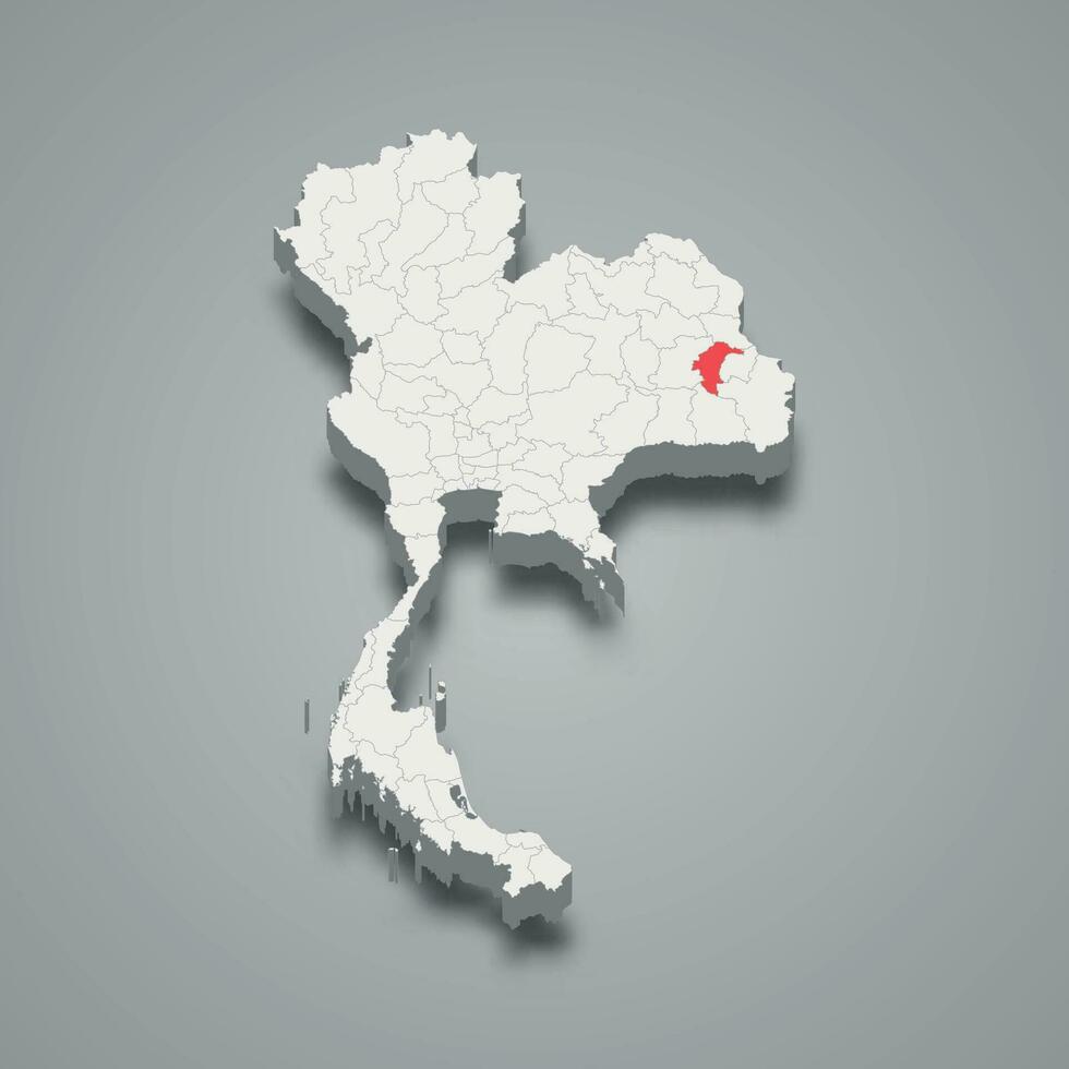 Yasothon provincia ubicación Tailandia 3d mapa vector