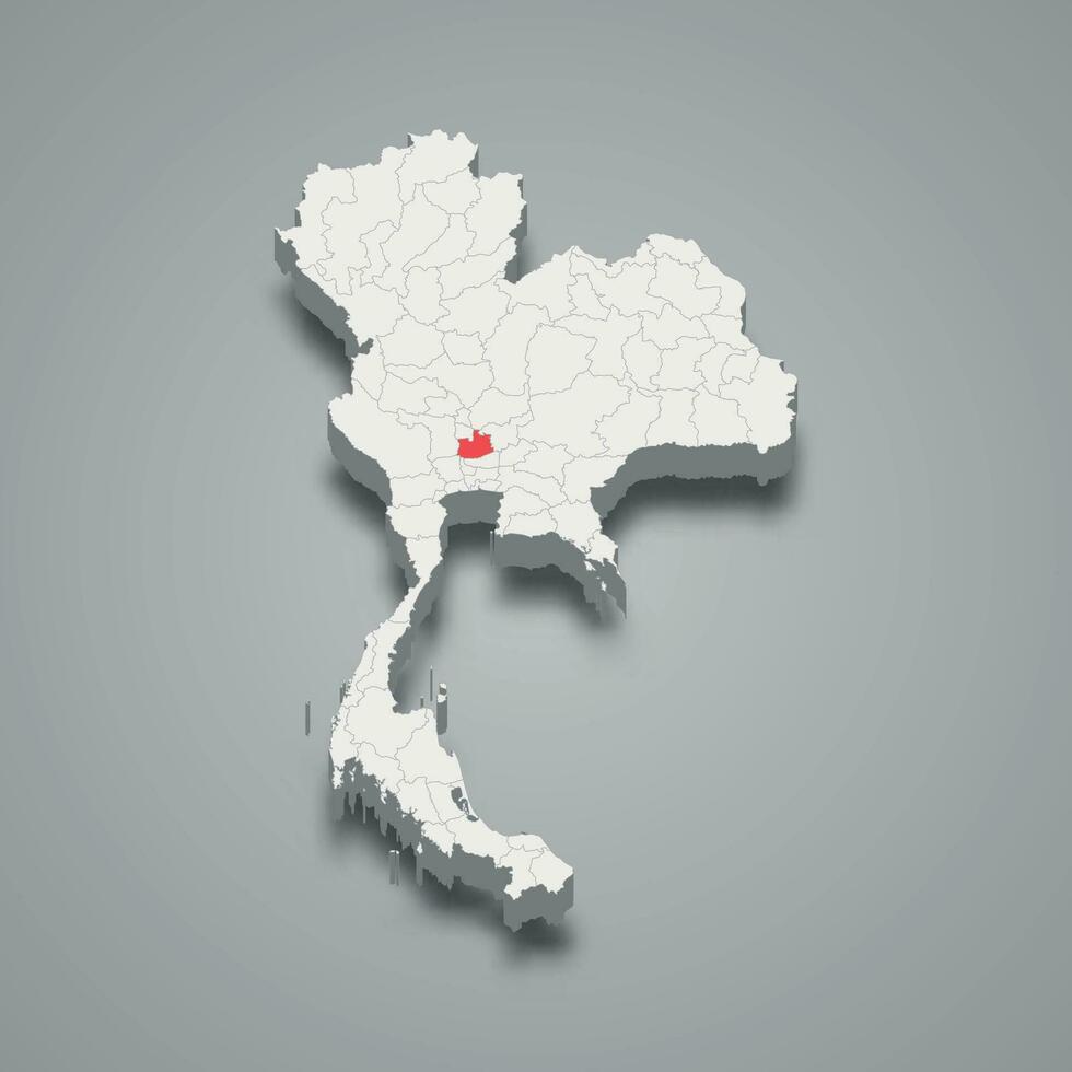 Phra Nakhon Si Ayutthaya province location Thailand 3d map vector