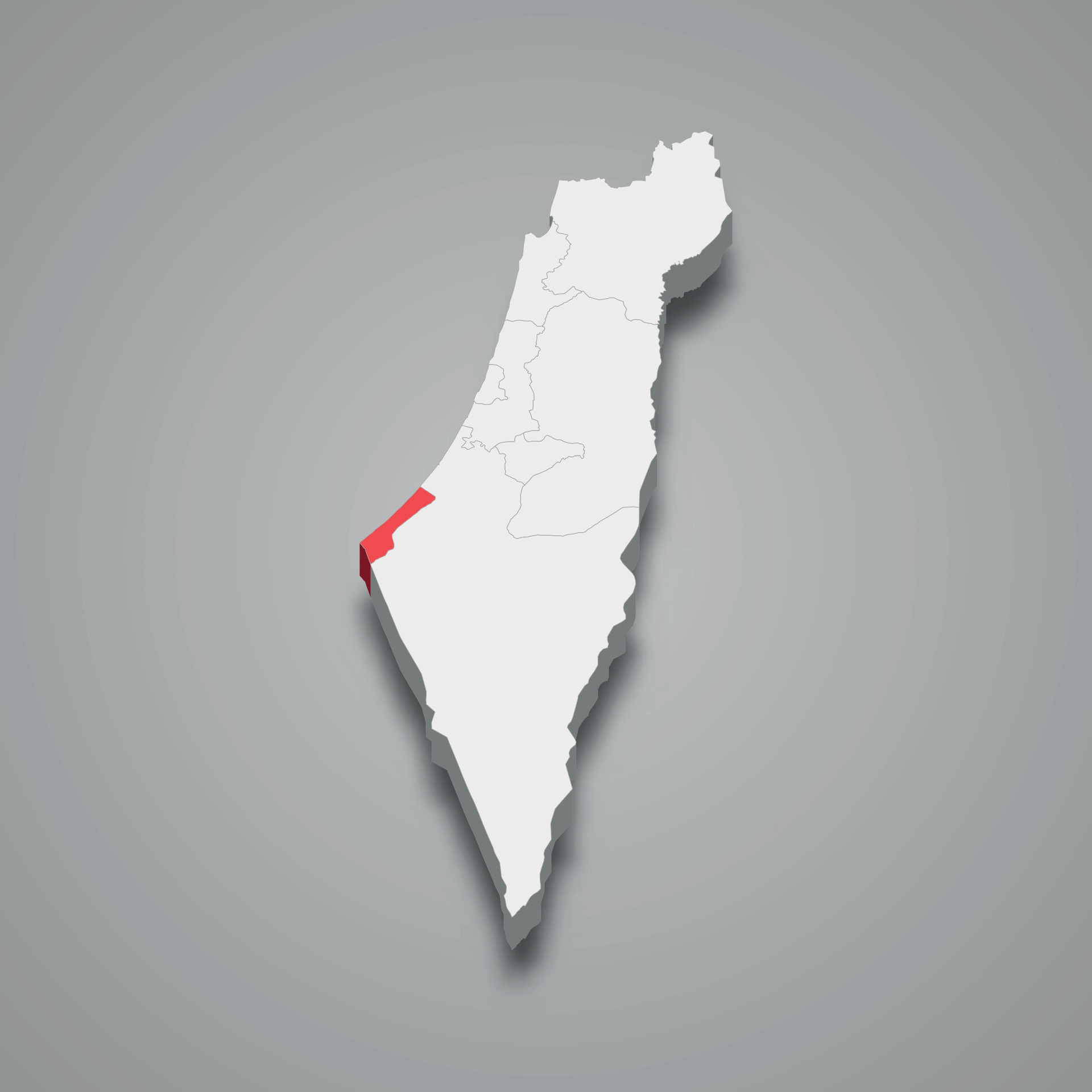 Gaza Strip district location within Israel 3d map 28623395 Vector Art