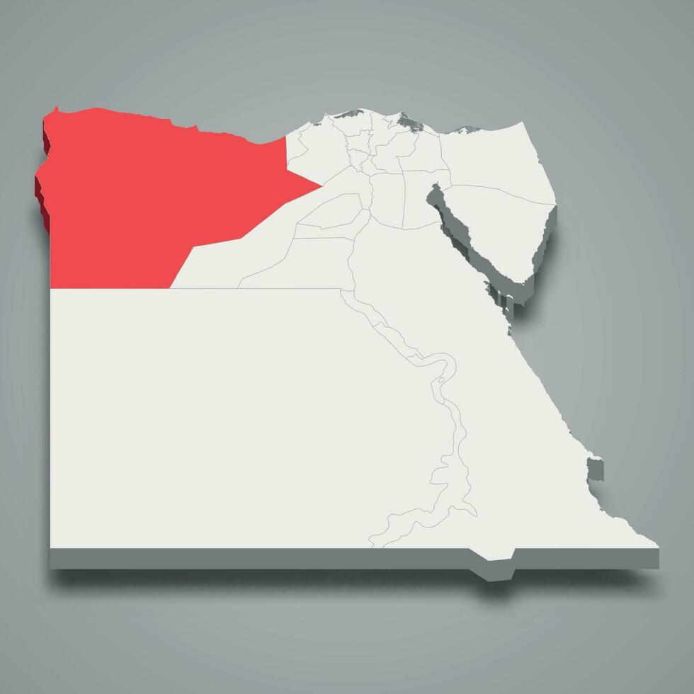 Matrouh region location within Egypt 3d map vector