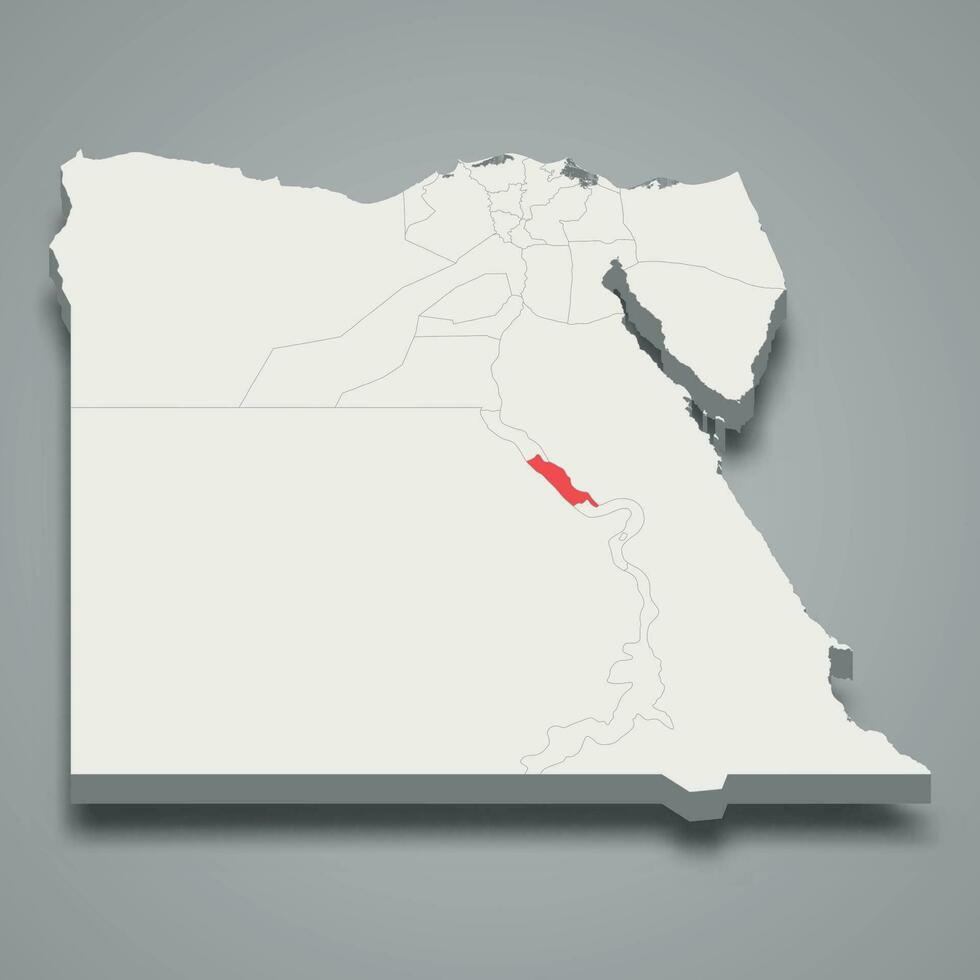 sohag región ubicación dentro Egipto 3d mapa vector