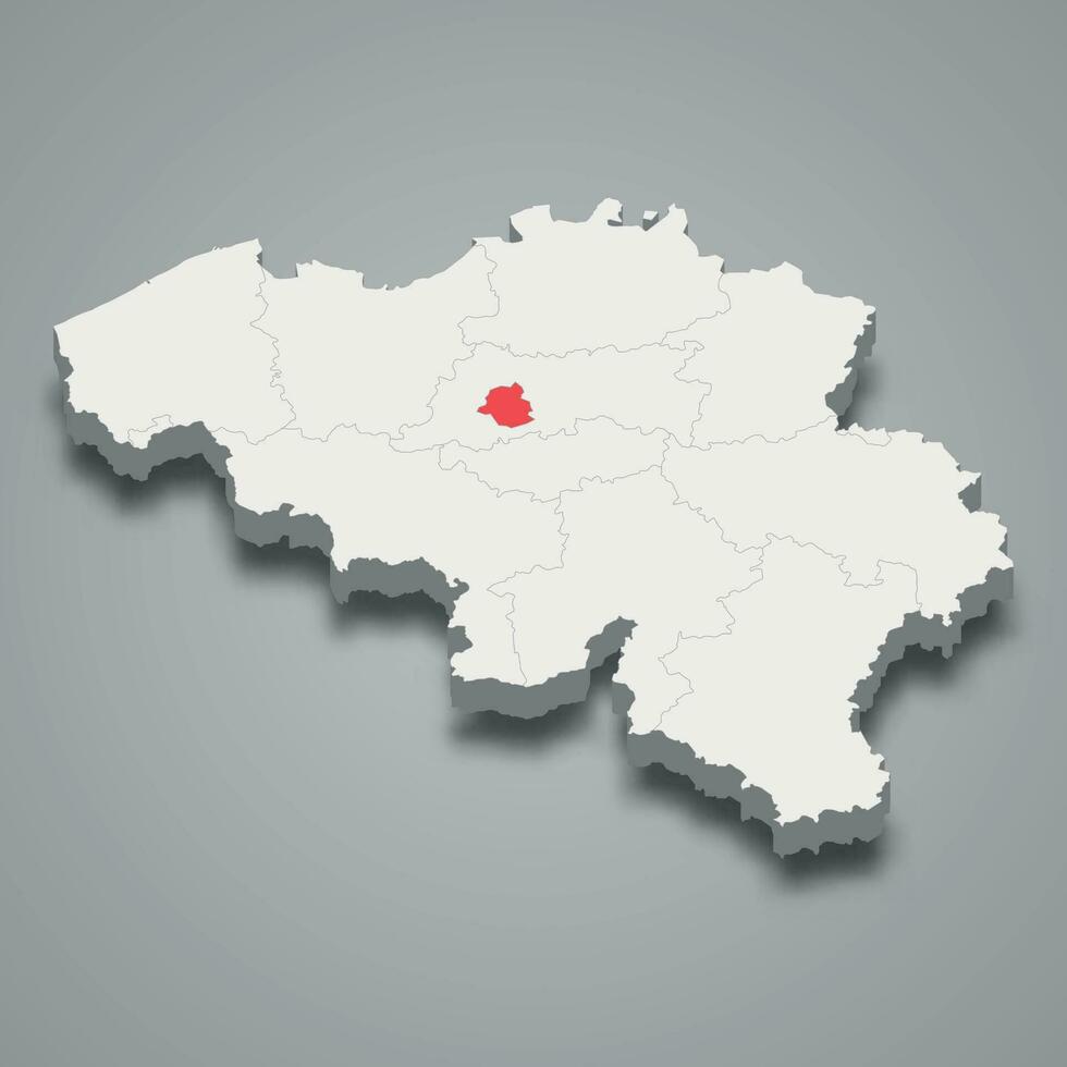 Brussels state location within Belgium 3d map vector