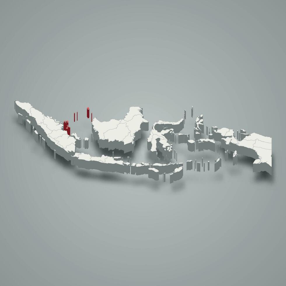 riau islas provincia ubicación Indonesia 3d mapa vector
