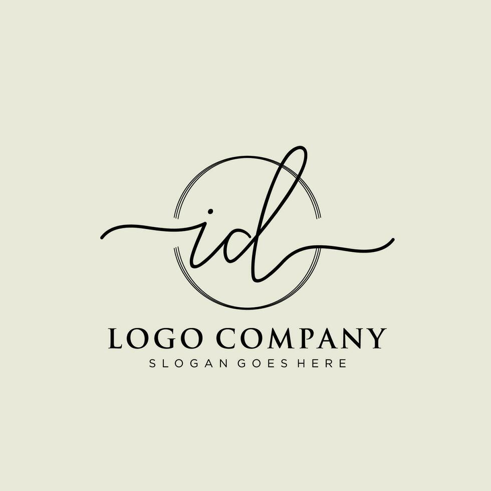 Initial ID feminine logo collections template. handwriting logo of initial signature, wedding, fashion, jewerly, boutique, floral and botanical with creative template for any company or business. vector