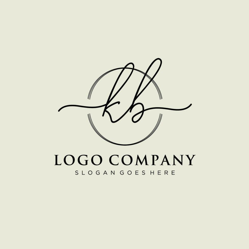 Initial KB feminine logo collections template. handwriting logo of initial signature, wedding, fashion, jewerly, boutique, floral and botanical with creative template for any company or business. vector