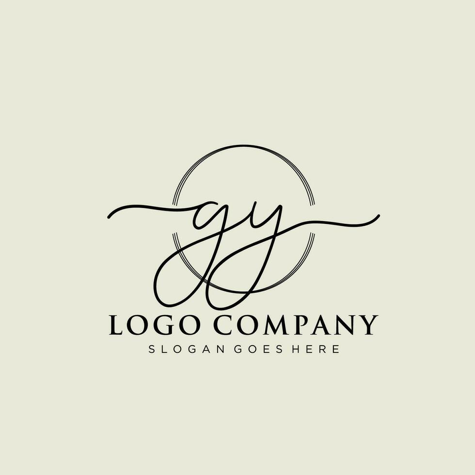 Initial GY feminine logo collections template. handwriting logo of initial signature, wedding, fashion, jewerly, boutique, floral and botanical with creative template for any company or business. vector
