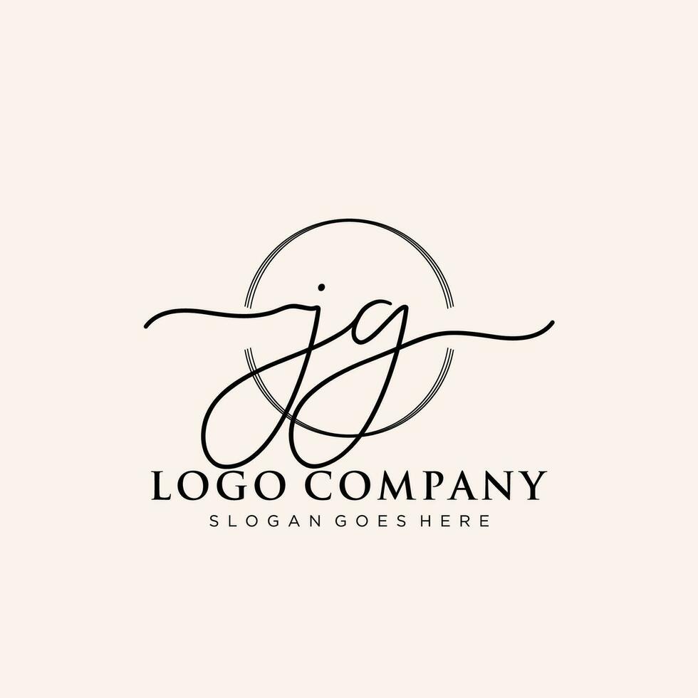 Initial JG feminine logo collections template. handwriting logo of initial signature, wedding, fashion, jewerly, boutique, floral and botanical with creative template for any company or business. vector