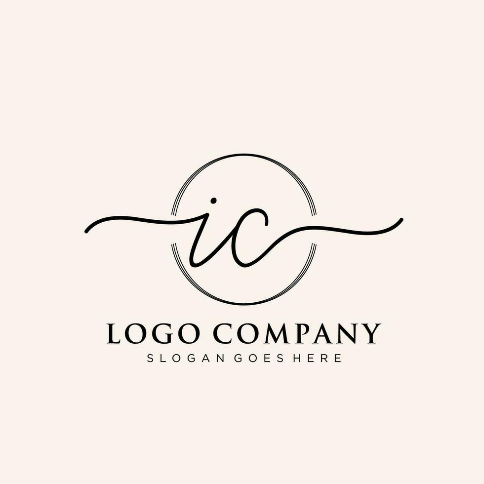 Initial IC feminine logo collections template. handwriting logo of initial signature, wedding, fashion, jewerly, boutique, floral and botanical with creative template for any company or business. vector