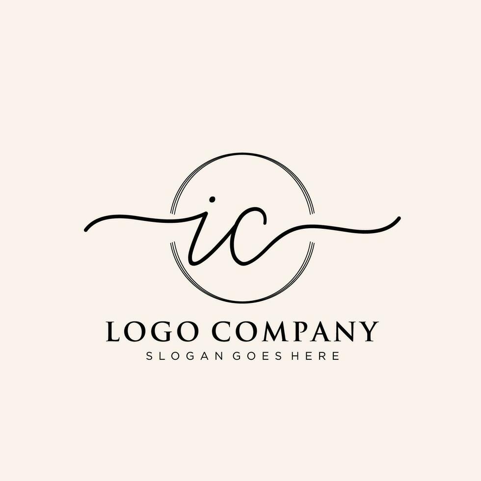 inicial ic femenino logo colecciones modelo. escritura logo de inicial firma, boda, moda, joyería, boutique, floral y botánico con creativo modelo para ninguna empresa o negocio. vector