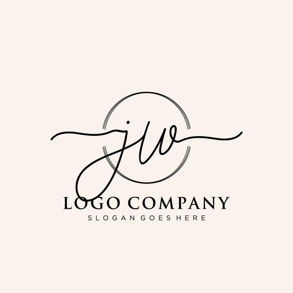 Initial JW feminine logo collections template. handwriting logo of initial signature, wedding, fashion, jewerly, boutique, floral and botanical with creative template for any company or business. vector