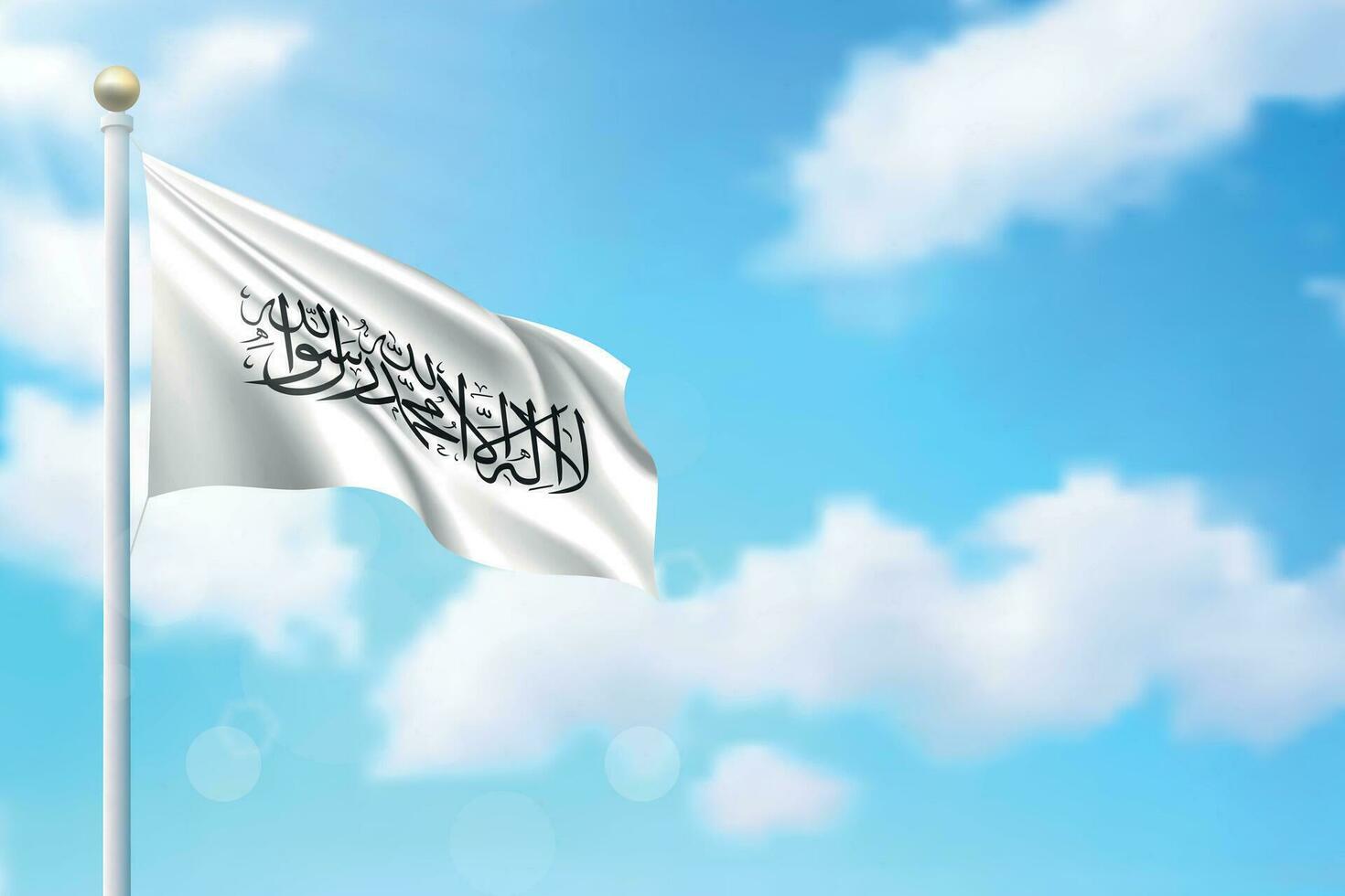 Waving flag of Afghanistan on sky background. Template for independence vector