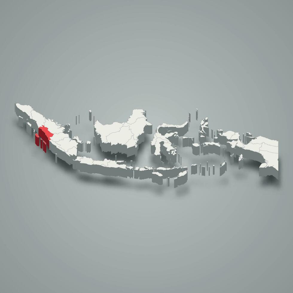 Oeste Sumatra provincia ubicación Indonesia 3d mapa vector