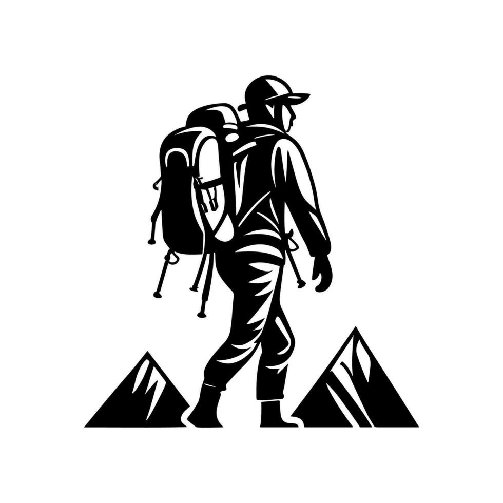 Hiking outdoor adventure logo, Vector template