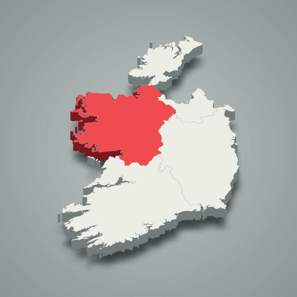 Connacht province location within Ireland 3d map vector