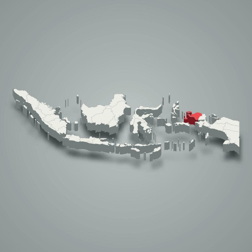 Sur oeste Papuasia provincia ubicación Indonesia 3d mapa vector