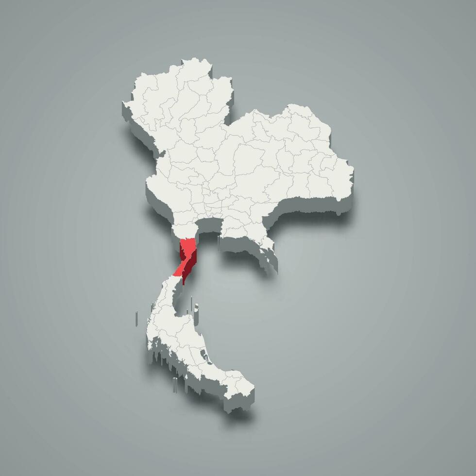 Prachuap Khiri Khan province location Thailand 3d map vector