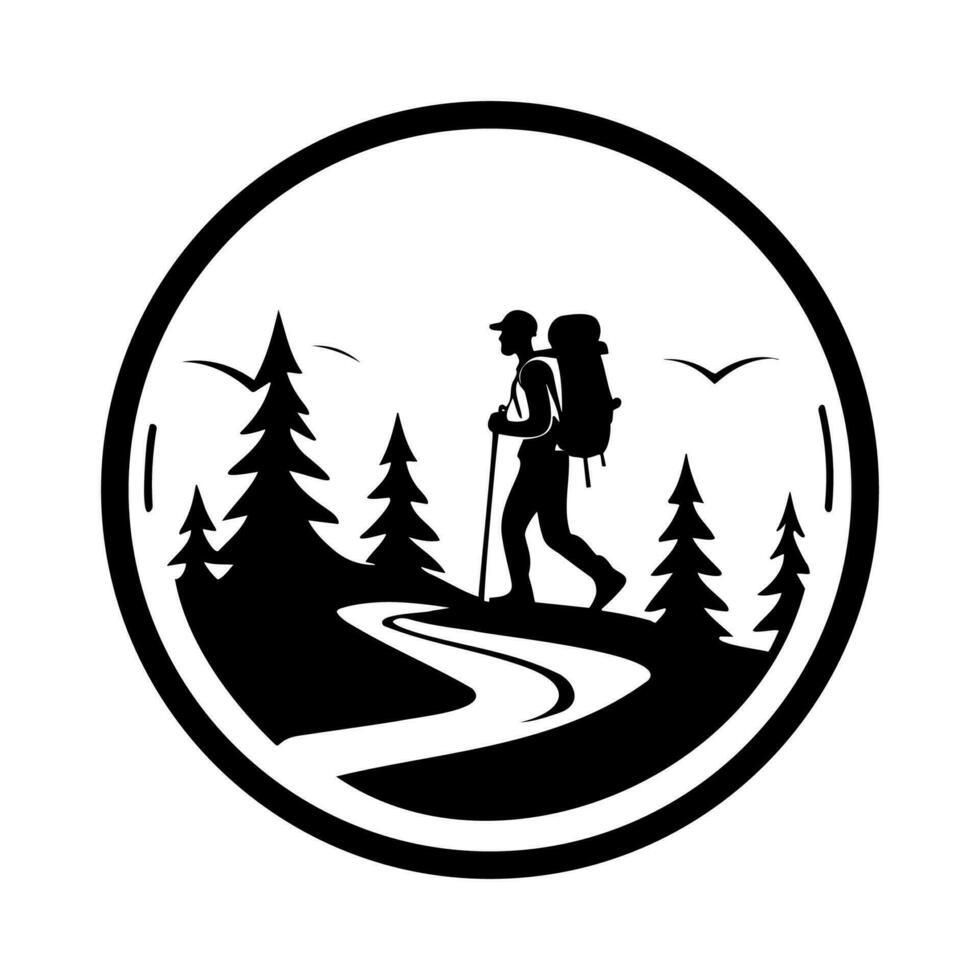 Hiking outdoor adventure logo, Vector template