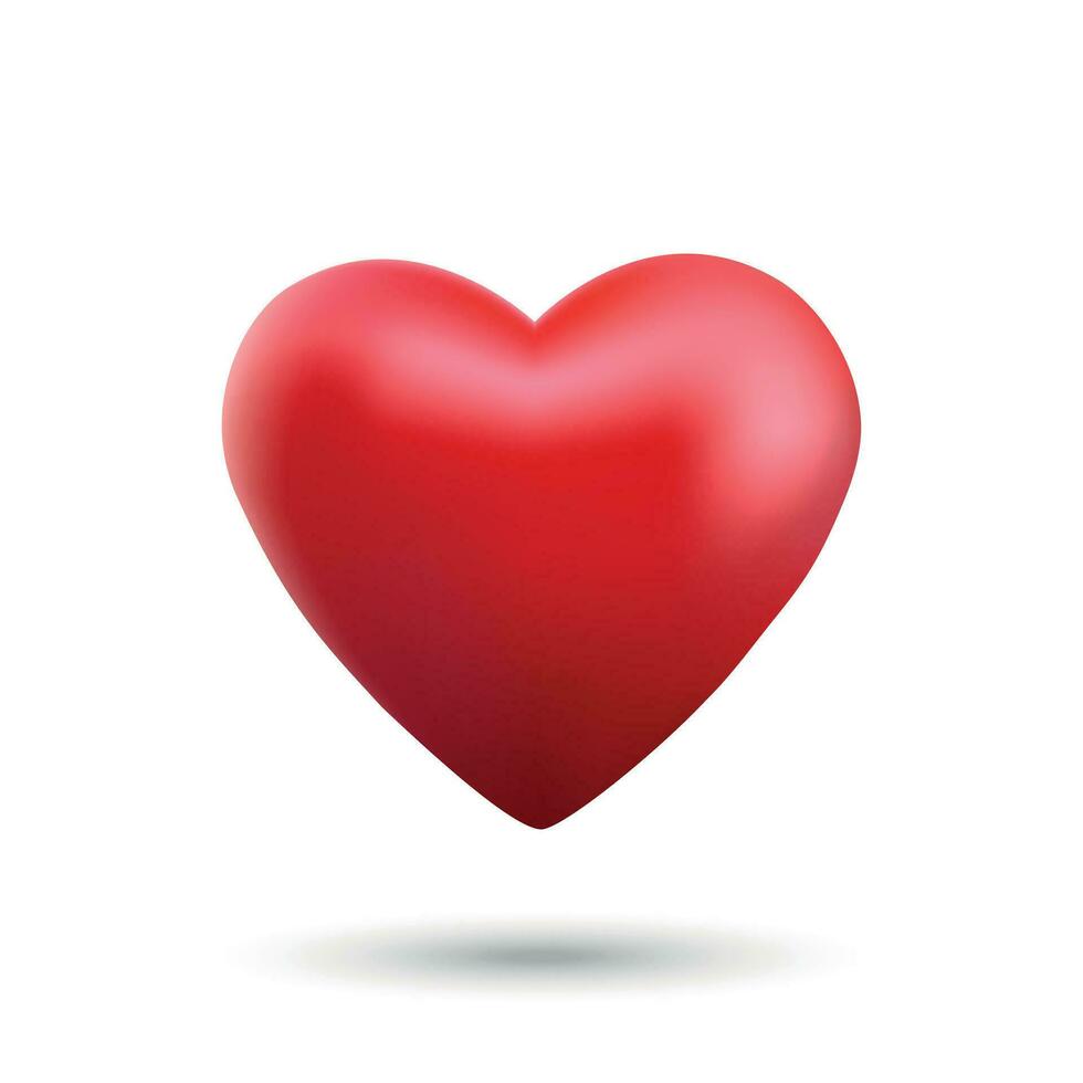 Realistic 3d Red heart design icon, love symbol. vector