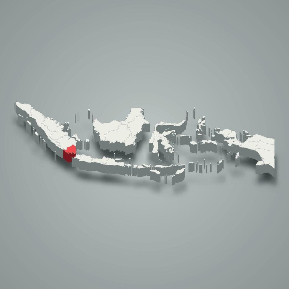 Lampung province location Indonesia 3d map vector