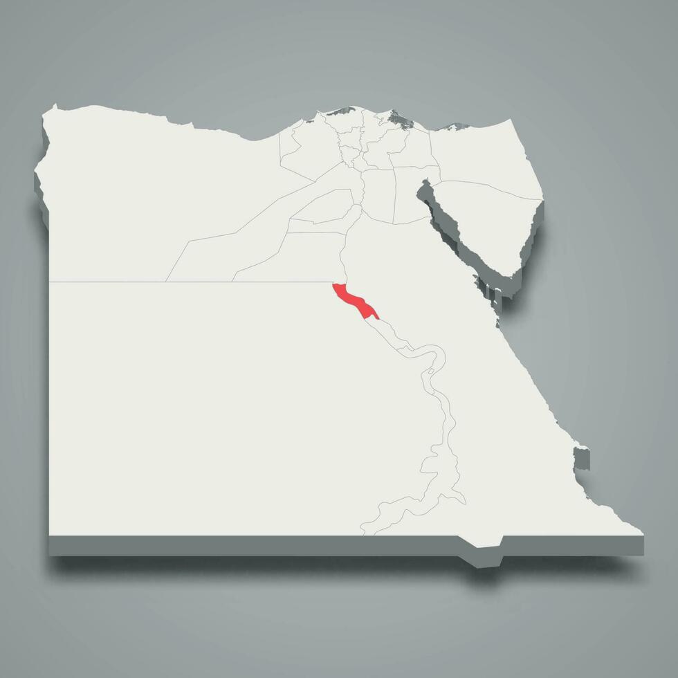 asyut región ubicación dentro Egipto 3d mapa vector