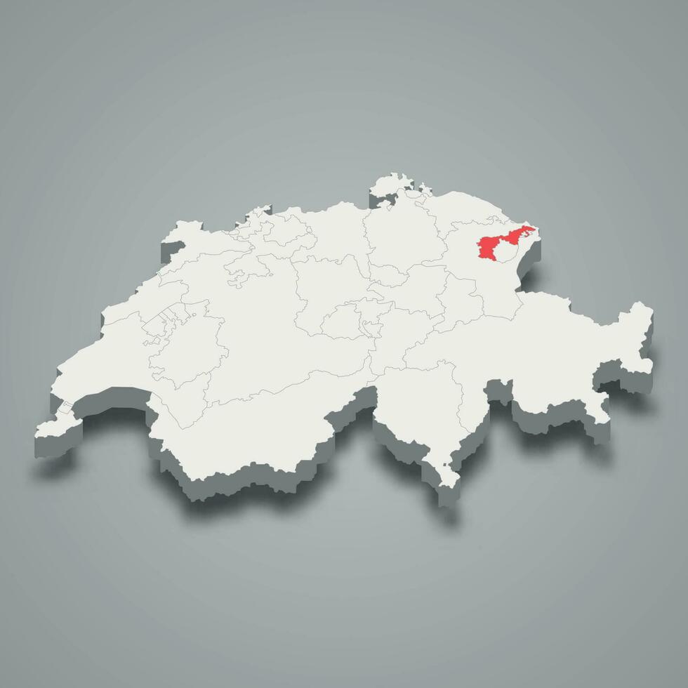 Appenzell Ausserrhoden cantone location within Switzerland 3d map vector