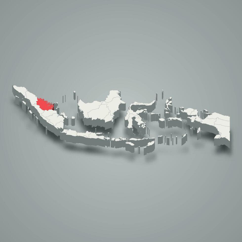 riau provincia ubicación Indonesia 3d mapa vector