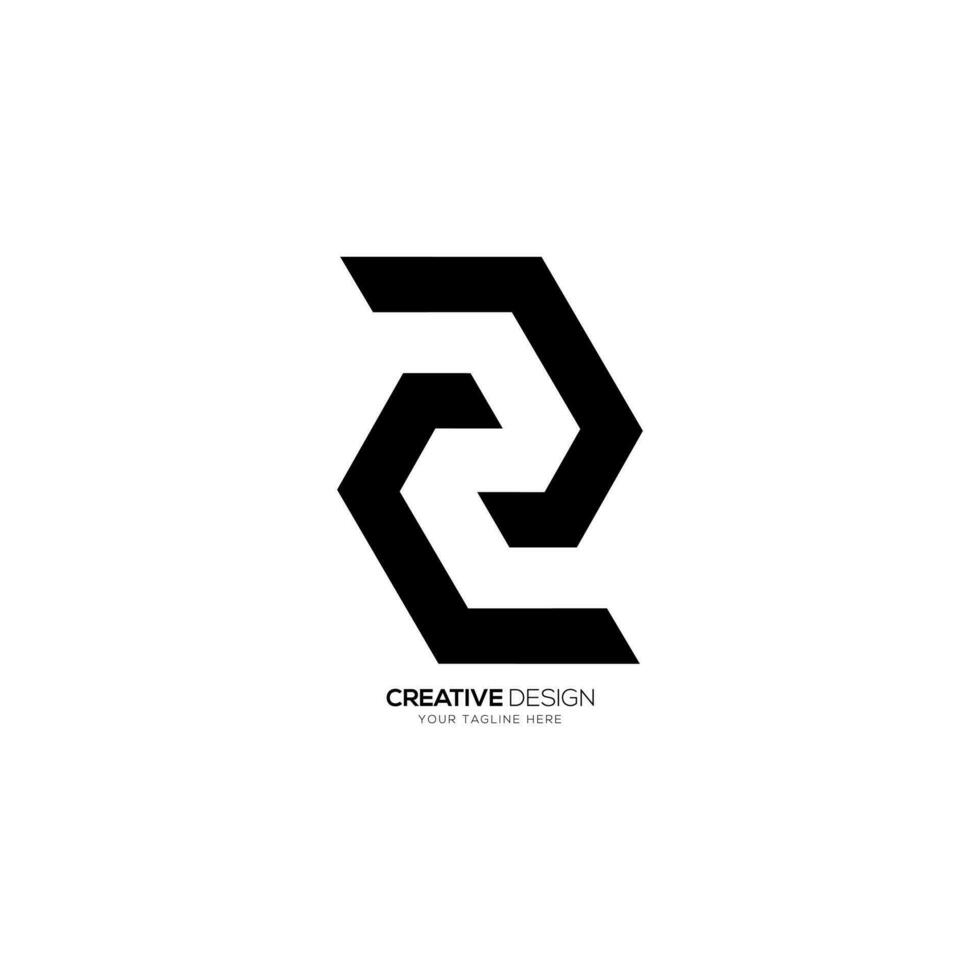 Letter c d z with simple shape negative space modern monogram logo concept vector