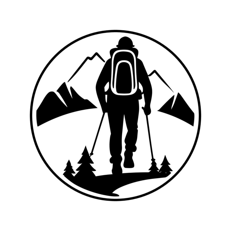 excursionismo al aire libre aventuras logo, vector modelo