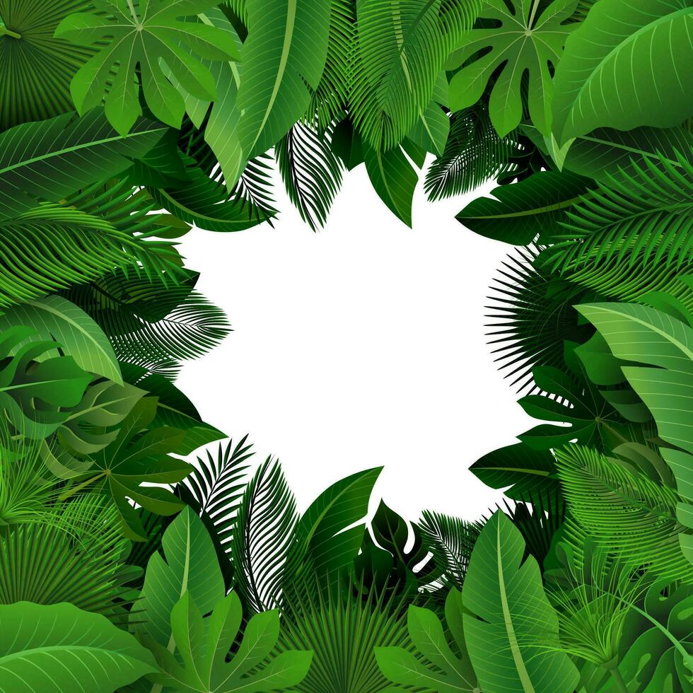 Background of Tropical Leaves. Suitable For Nature Concept, Vacation, and Summer Holiday, Vector Illustration