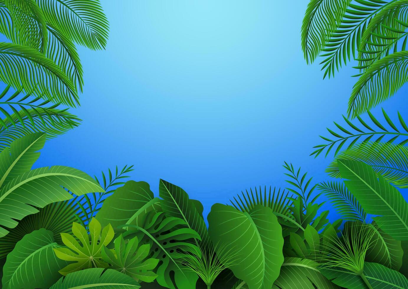 Background of Tropical Leaves. Suitable For Nature Concept, Vacation, and Summer Holiday, Vector Illustration