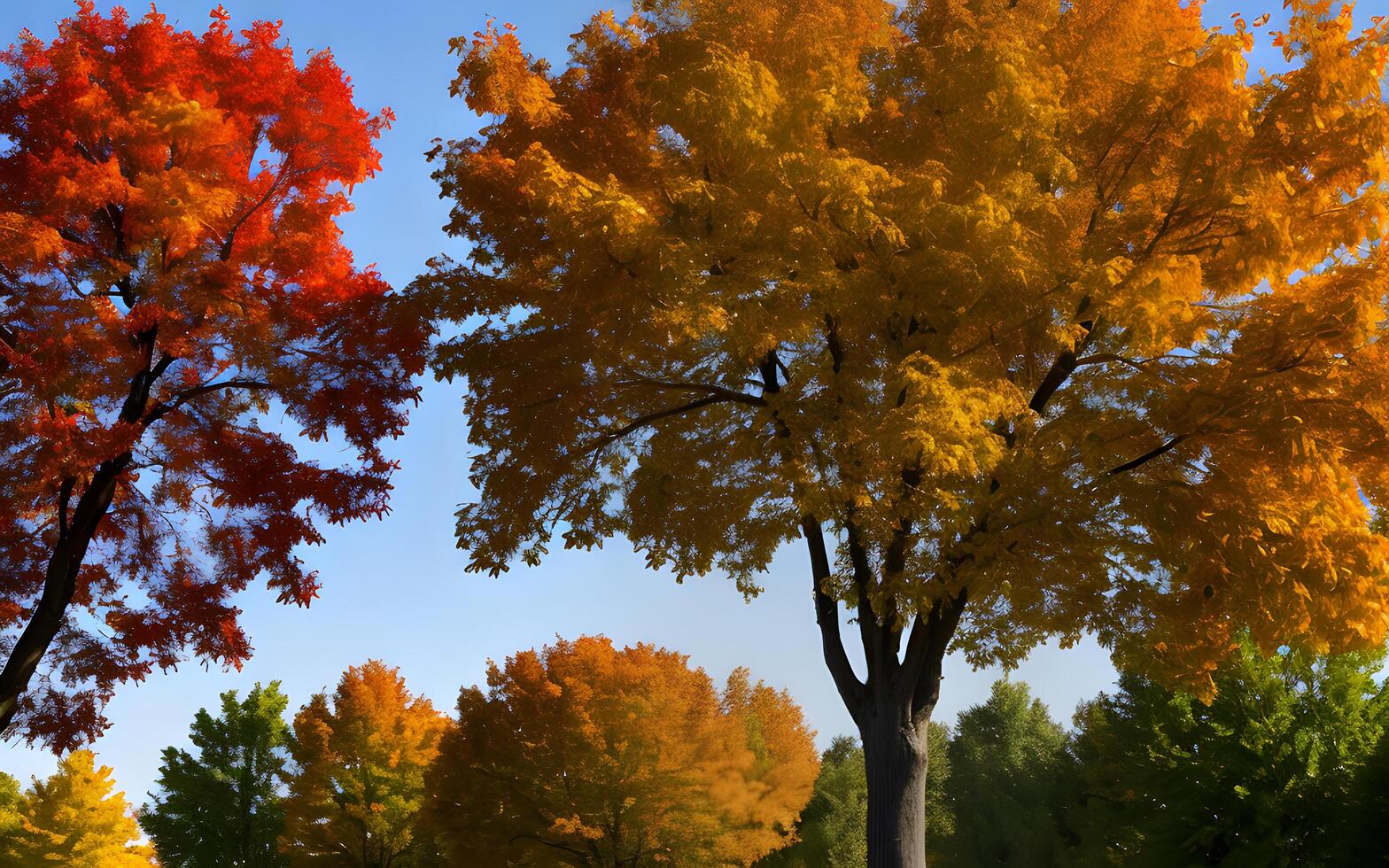 Tree concept background assorted scenic autumn trees by natural warm color leaves. photo
