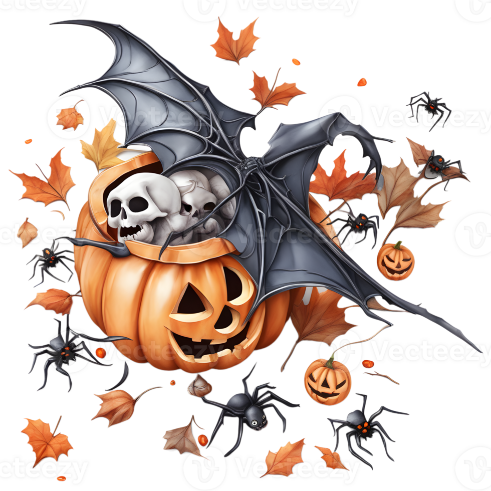 Happy Halloween Day Clipart, Halloween Day composition, Generative AI png