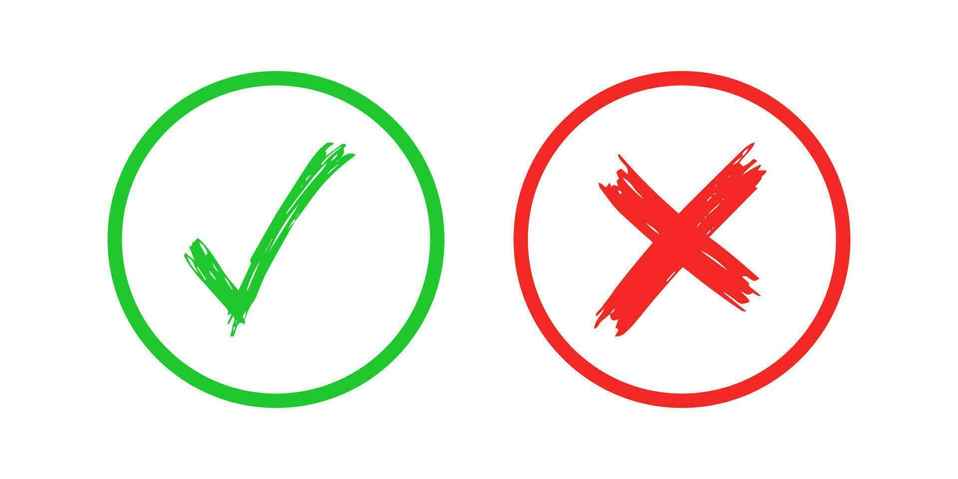 Hand drawn check and cross sign elements vector