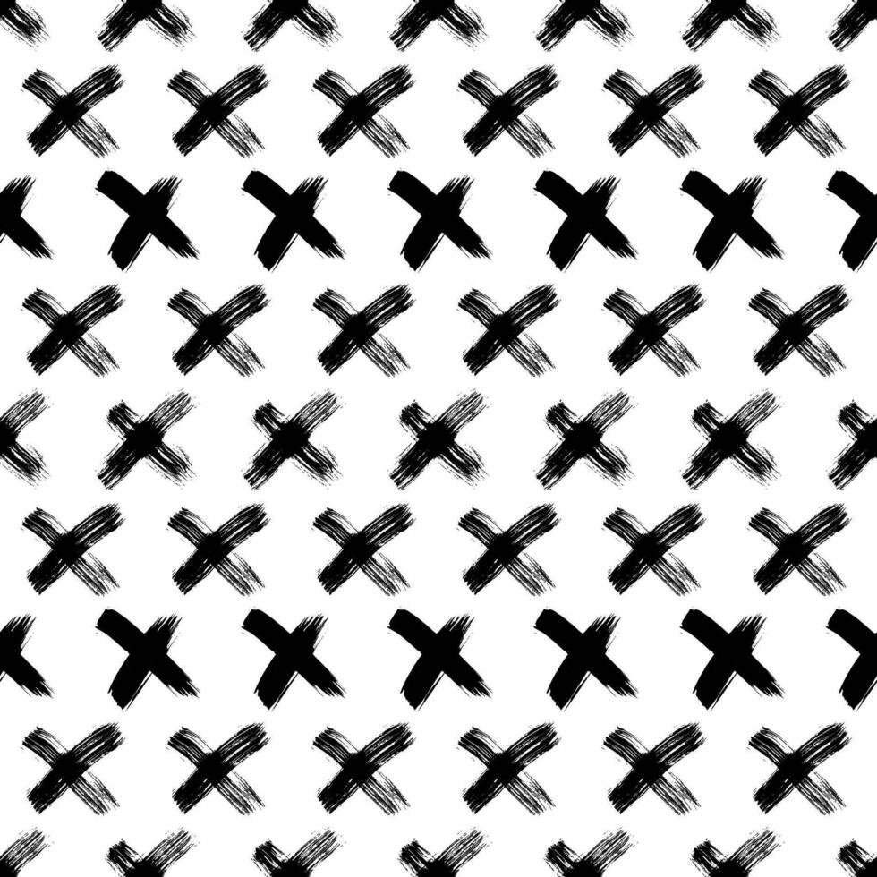 Seamless pattern with hand drawn cross symbols vector