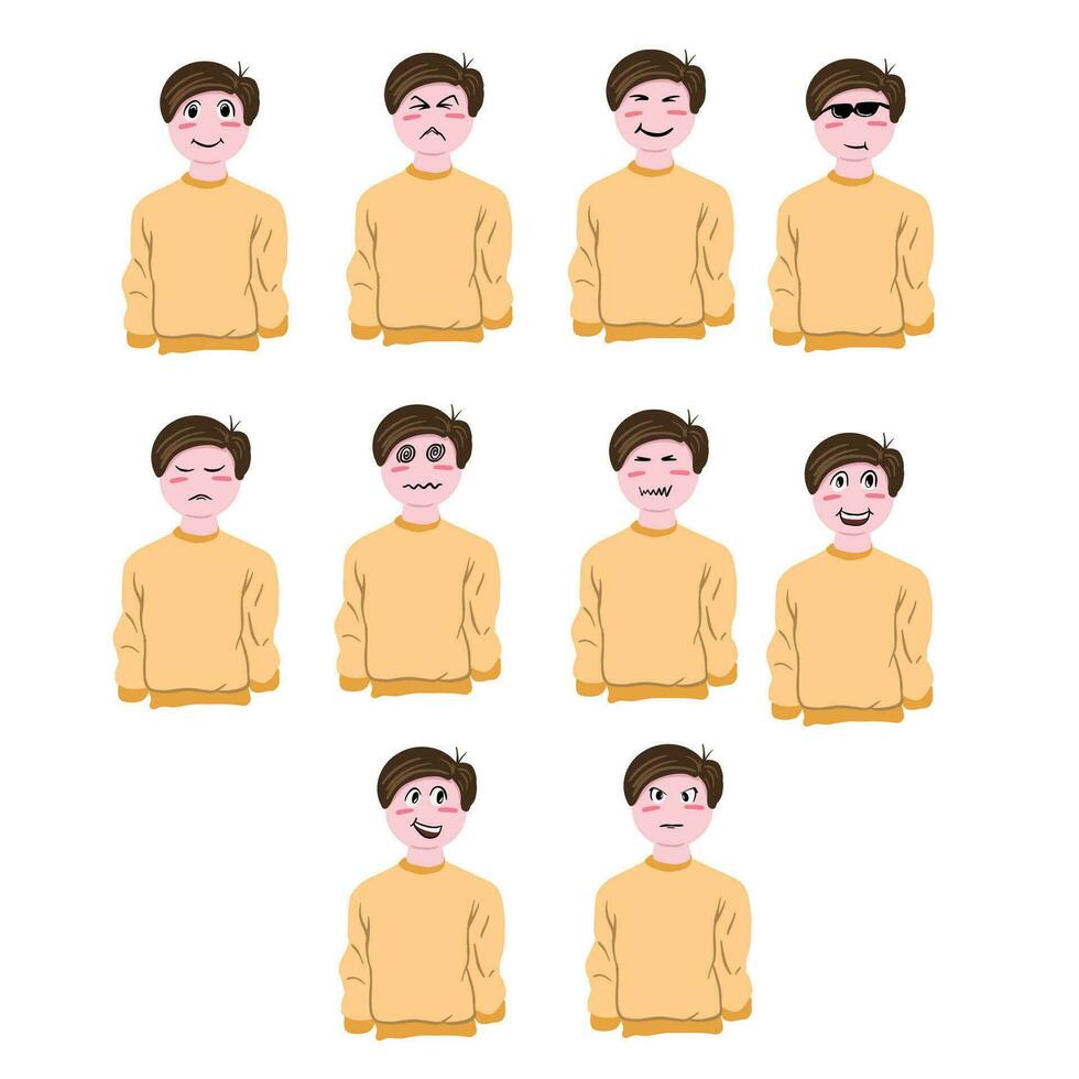 Sets of Casual Male Avatar ,good for graphic resources, avatar on social media, apps, websites, sticker for merch and more. vector