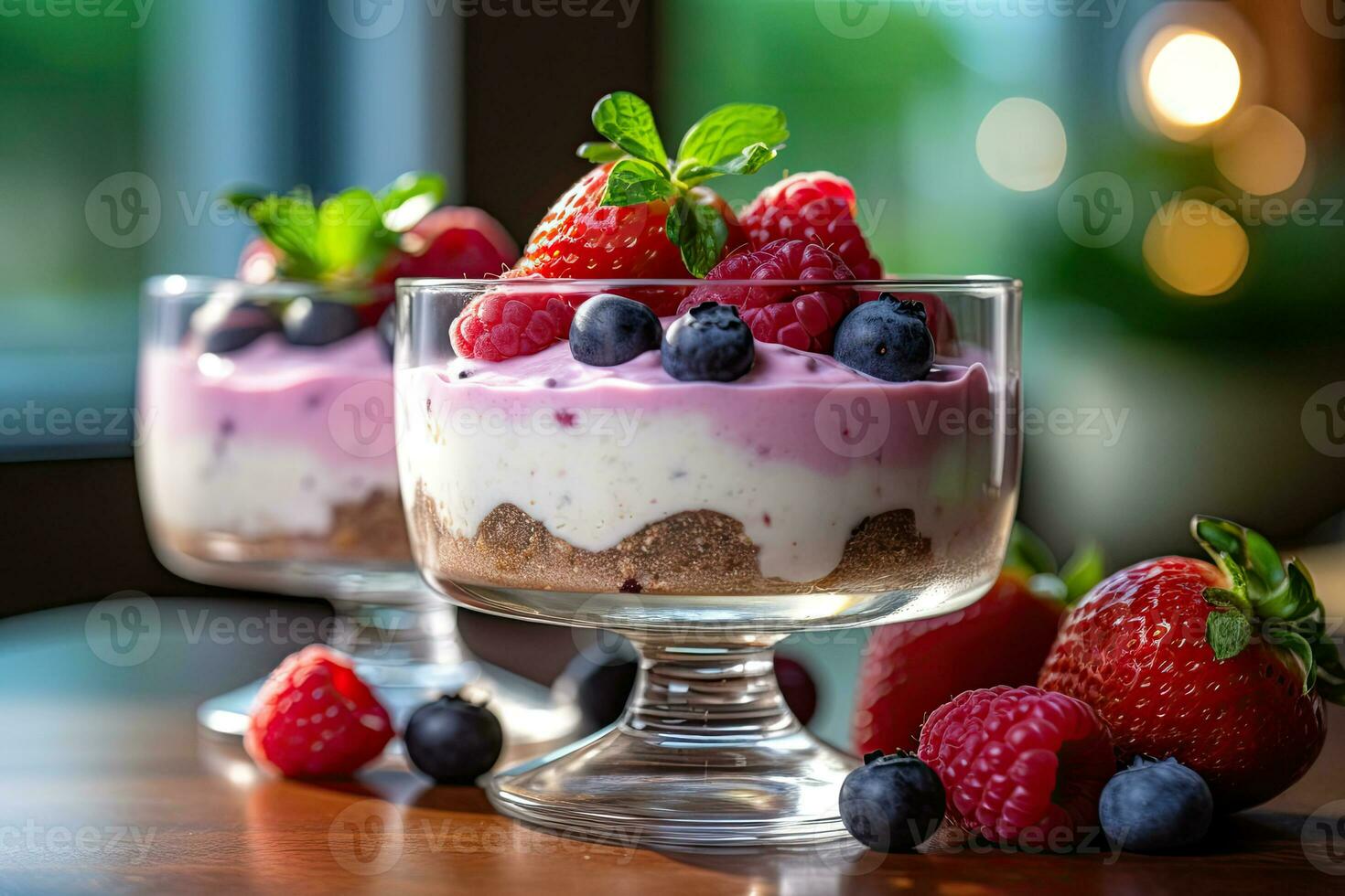 Slice of raspberry cheesecake on a plate, AI Generated photo